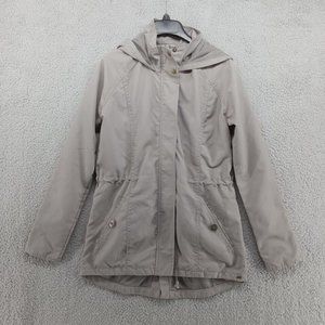 O'Neill Jacket Womens‎ XS Stone Gray Zip Up Raincoat Hooded Windbreaker Coat